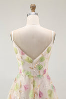 Laden Sie das Bild in den Galerie-Viewer, Aprikose Mini Pailletten Cocktailkleid mit Blumen in A-Linie