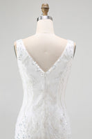 Laden Sie das Bild in den Galerie-Viewer, Weißes Figurbetontes Kurzes Cocktailkleid mit Pailletten