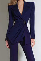 Laden Sie das Bild in den Galerie-Viewer, Dunkellila Peak Revers 2-teilige Business-Anzüge