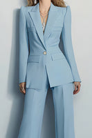 Laden Sie das Bild in den Galerie-Viewer, 2 Stück Grau Blau Peak Revers Ein-Knopf Ballanzüge