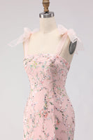 Laden Sie das Bild in den Galerie-Viewer, Blush Pailletten Meerjungfrauen Besticktes Langes Ballkleid mit Schlitz