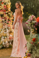 Laden Sie das Bild in den Galerie-Viewer, Glitzerndes Blush Meerjungfrauen Neckholder Langes Ballkleid mit Pailletten Schlitz und großer Schleife