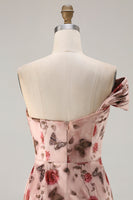 Laden Sie das Bild in den Galerie-Viewer, Ein Schulter Scheiden Blush Muster Langes Ballkleid