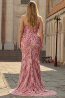 Laden Sie das Bild in den Galerie-Viewer, Golden Mermaid Herzausschnitt Perlenbesetztes Langes Ballkleid mit Schlitz