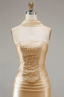 Laden Sie das Bild in den Galerie-Viewer, Champagner Trägerloses Meerjungfrauen Konvertierbares Langes Ballkleid