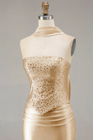 Laden Sie das Bild in den Galerie-Viewer, Champagner Trägerloses Meerjungfrauen Konvertierbares Langes Ballkleid