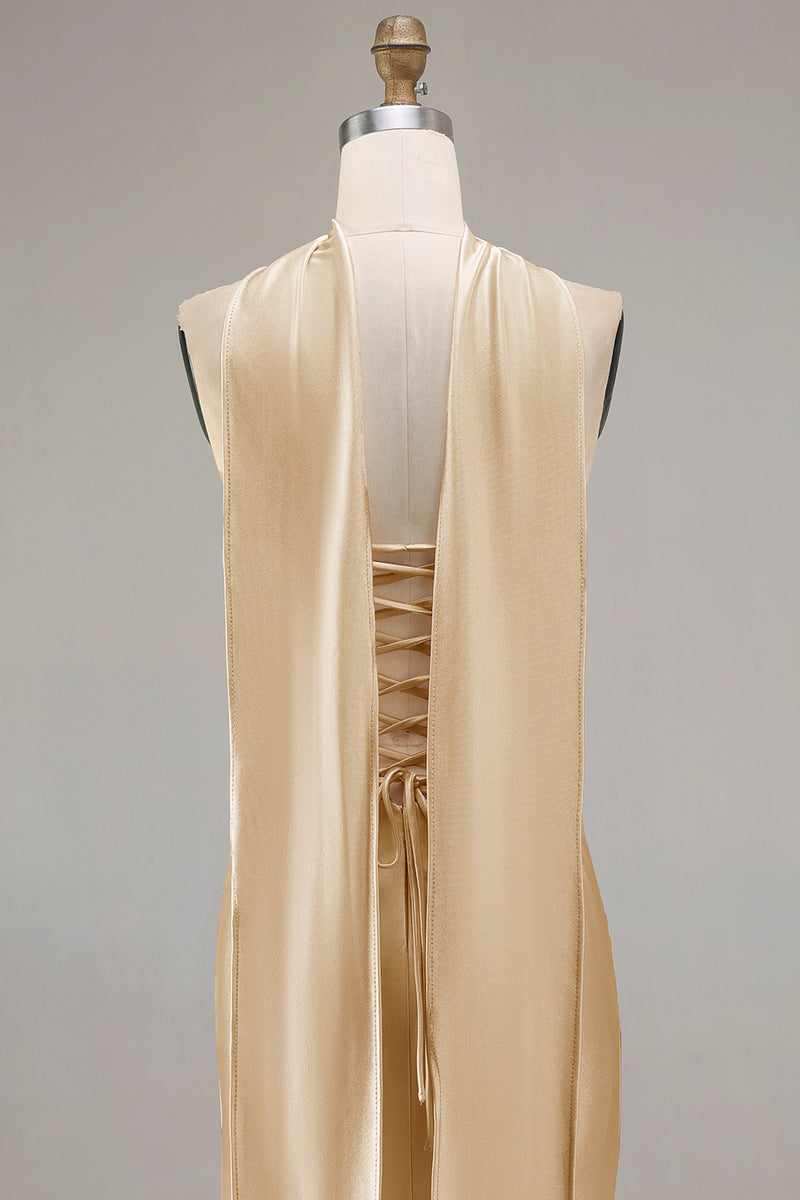 Laden Sie das Bild in den Galerie-Viewer, Champagner Trägerloses Meerjungfrauen Konvertierbares Langes Ballkleid