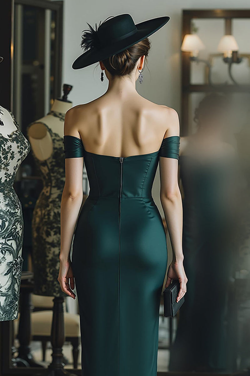 Laden Sie das Bild in den Galerie-Viewer, Schulterfreies Kiefer Korsett Etuikleid für die Brautmutter