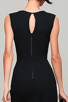 Laden Sie das Bild in den Galerie-Viewer, Schwarzes Langes Etui Ballkleid mit Schlüsselloch und Bateau-Ausschnitt