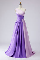 Laden Sie das Bild in den Galerie-Viewer, Rosa Einschulteriges Gerafftes Ballkleid in A-Linie