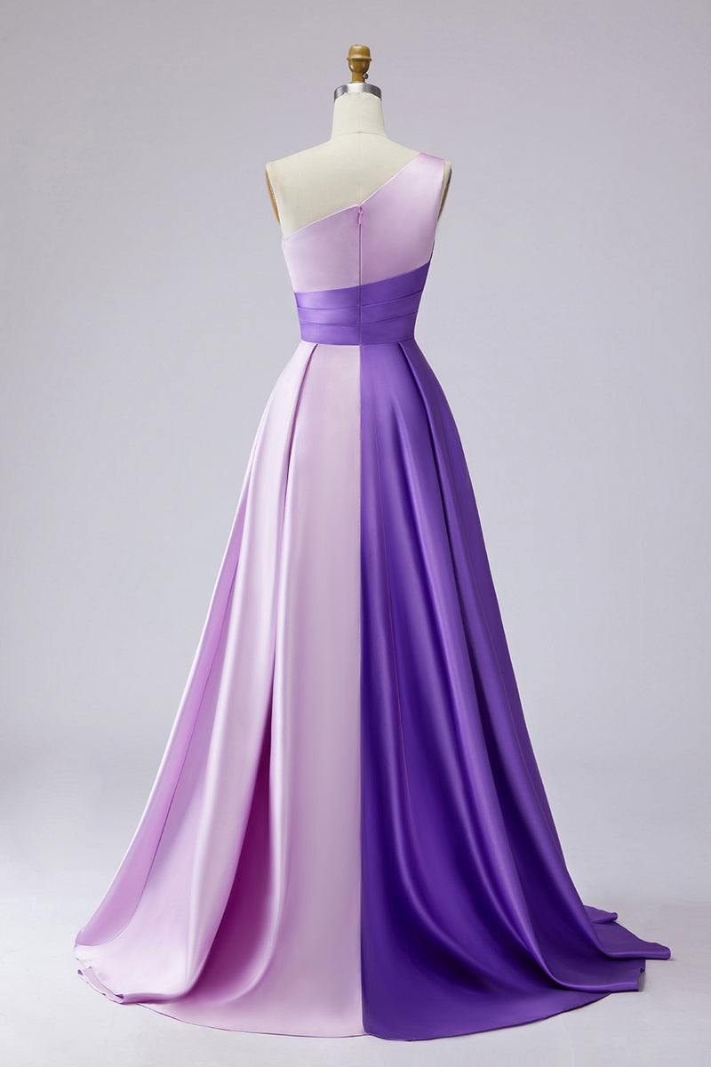 Laden Sie das Bild in den Galerie-Viewer, Rosa Einschulteriges Gerafftes Ballkleid in A-Linie