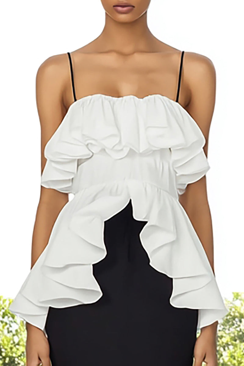 Laden Sie das Bild in den Galerie-Viewer, Schwarz-weißes Meerjungfrauen Rüschen Gerafftes Langes Ballkleid