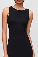 Laden Sie das Bild in den Galerie-Viewer, Meerjungfrau Schwarz-weißes Midikleid mit Rundhalsausschnitt und Rüschen