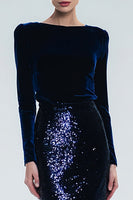 Laden Sie das Bild in den Galerie-Viewer, Burgunderrotes Meerjungfrau Ballkleid aus Samt mit Bateau-Ausschnitt