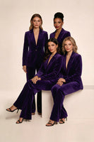 Laden Sie das Bild in den Galerie-Viewer, 2-teilige Pflaume Samt Peak Revers Choranzüge