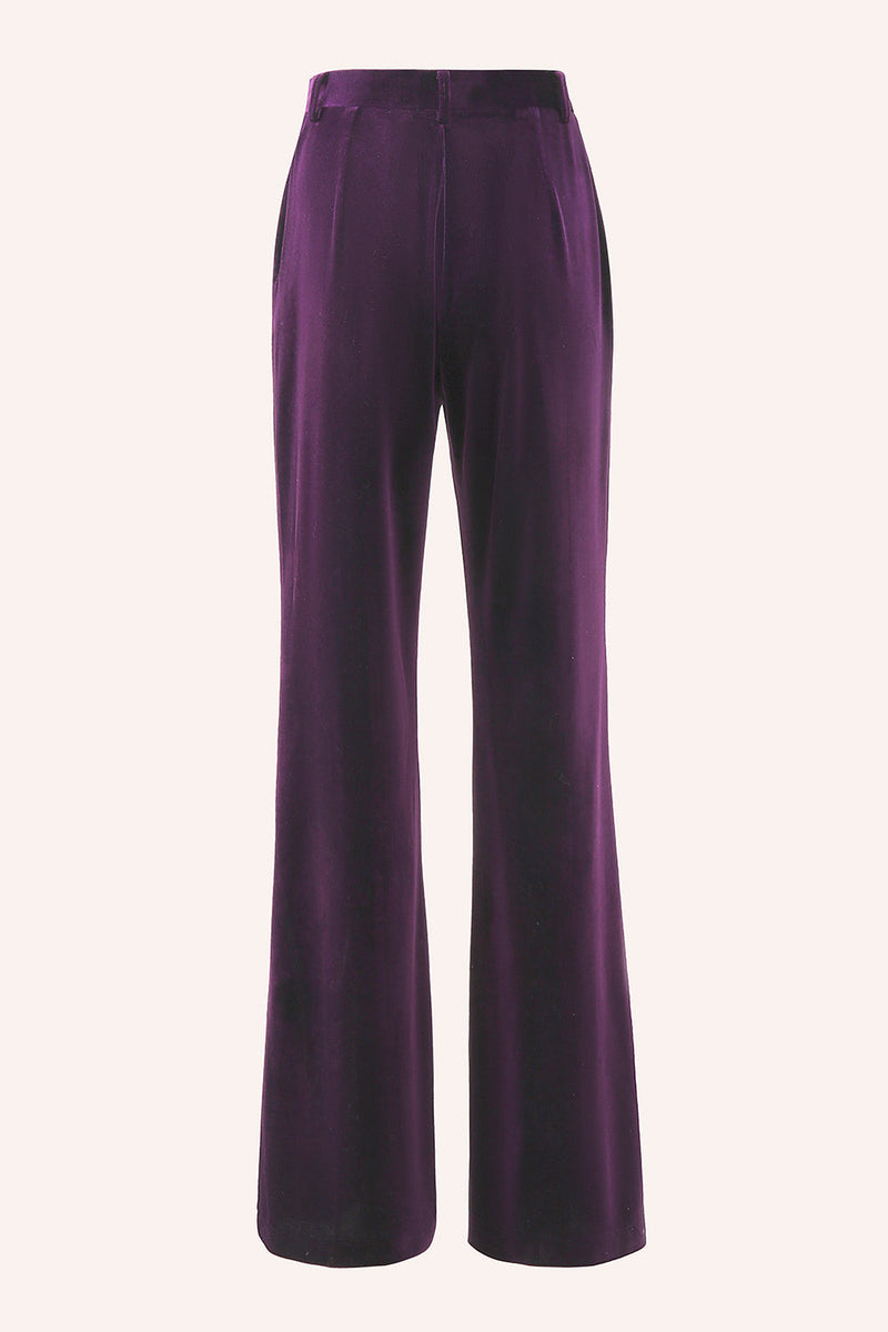 Laden Sie das Bild in den Galerie-Viewer, 2-teilige Pflaumensamt Revers Einreihige Damenanzüge