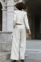 Laden Sie das Bild in den Galerie-Viewer, Elfenbein Tweed Einreihige 2-teilige Damenanzüge