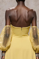 Laden Sie das Bild in den Galerie-Viewer, Narzisen Herzausschnitt Satin Meerjungfrau Langes Ballkleid mit Ärmeln