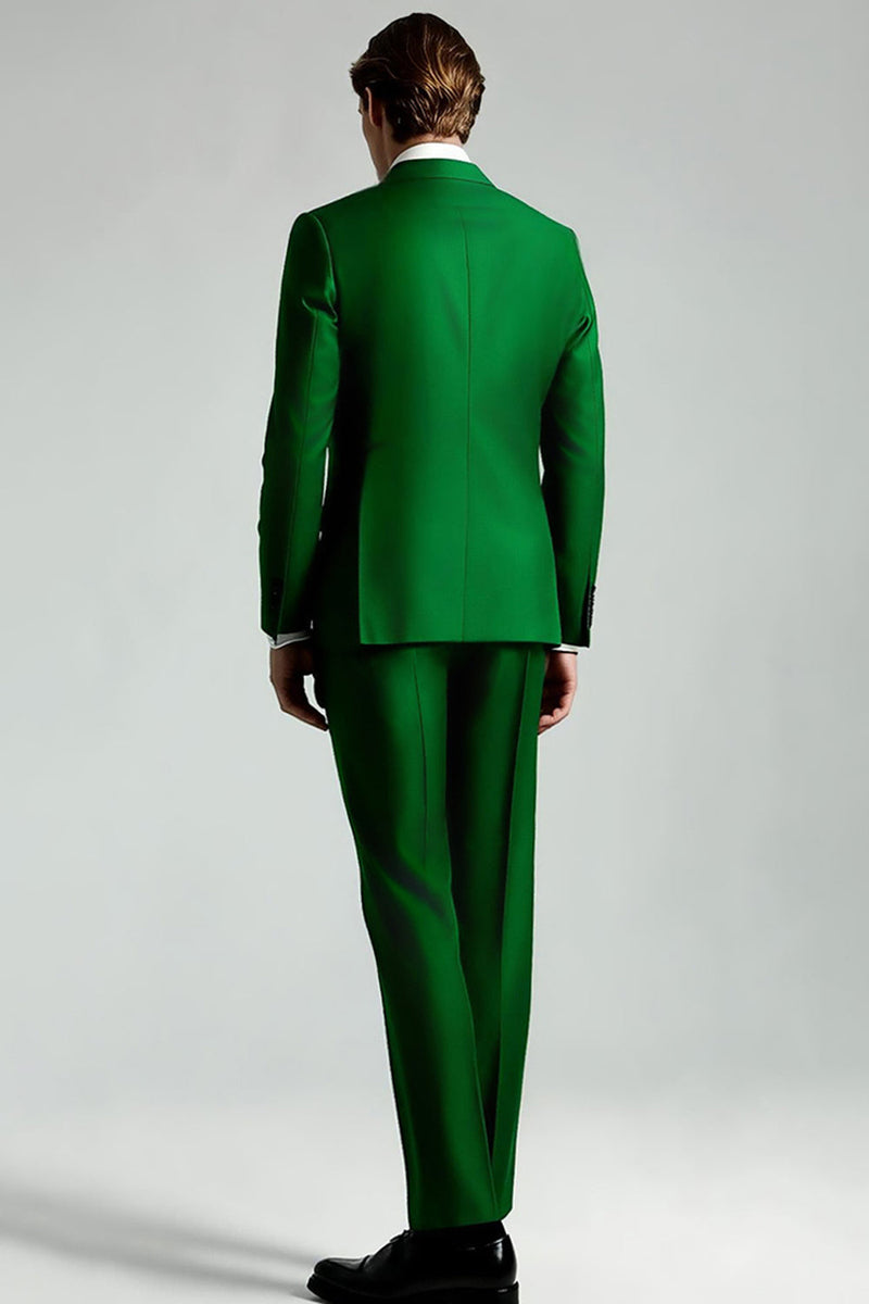 Laden Sie das Bild in den Galerie-Viewer, Dunkelgrün Peak Revers 2-teilige Herrenanzüge