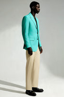 Laden Sie das Bild in den Galerie-Viewer, Türkisfarbenes Peak Revers 2-teilige Herren Ballanzüge