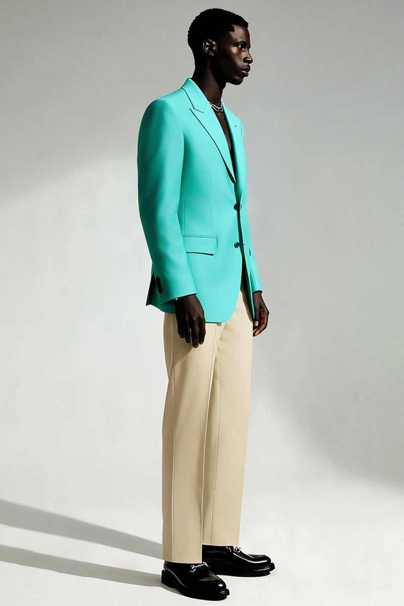 Laden Sie das Bild in den Galerie-Viewer, Türkisfarbenes Peak Revers 2-teilige Herren Ballanzüge