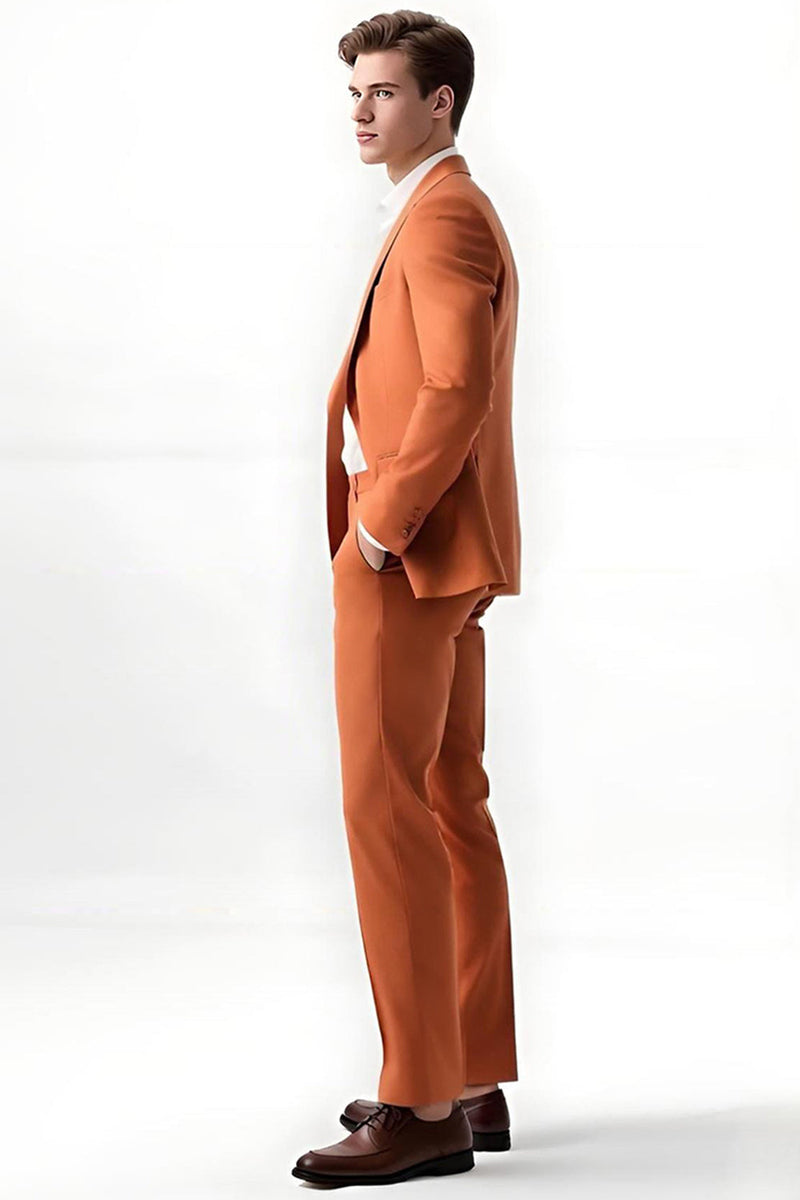 Laden Sie das Bild in den Galerie-Viewer, Qrange Einreihige Herrenanzüge mit Spitzrevers