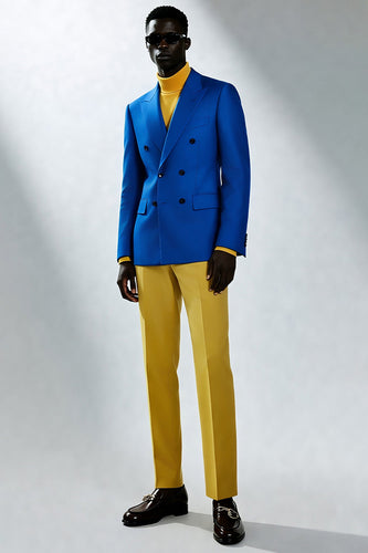 Herren Peak Revers Blaue Zweireihige Ballanzüge