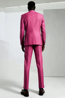 Laden Sie das Bild in den Galerie-Viewer, Dunkelrosa Peak Revers Herren Ballanzüge mit einem Knopf