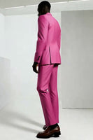 Laden Sie das Bild in den Galerie-Viewer, Dunkelrosa Peak Revers Herren Ballanzüge mit einem Knopf