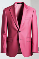 Laden Sie das Bild in den Galerie-Viewer, Dunkelrosa Peak Revers Herren Ballanzüge mit einem Knopf
