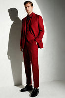 Laden Sie das Bild in den Galerie-Viewer, Burgunder Einreihig 3-teilige Herren-Ballanzüge