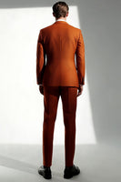 Laden Sie das Bild in den Galerie-Viewer, Dunkelorange Spitzrevers Slim Fit Formelle Anzüge für Herren