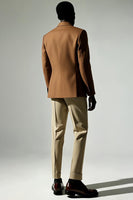 Laden Sie das Bild in den Galerie-Viewer, Dunkles Khaki Einreihig Herrenanzüge mit Spitzrevers