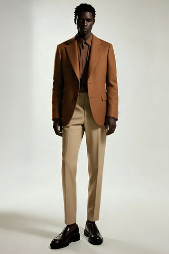 Dunkles Khaki Herrenanzüge mit gekerbtem Revers
