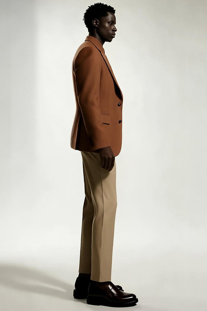 Laden Sie das Bild in den Galerie-Viewer, Dunkles Khaki Herrenanzüge mit gekerbtem Revers