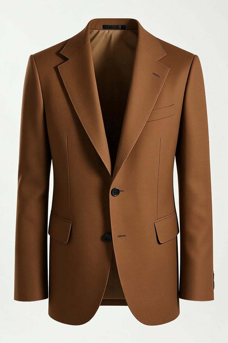 Laden Sie das Bild in den Galerie-Viewer, Dunkles Khaki Herrenanzüge mit gekerbtem Revers