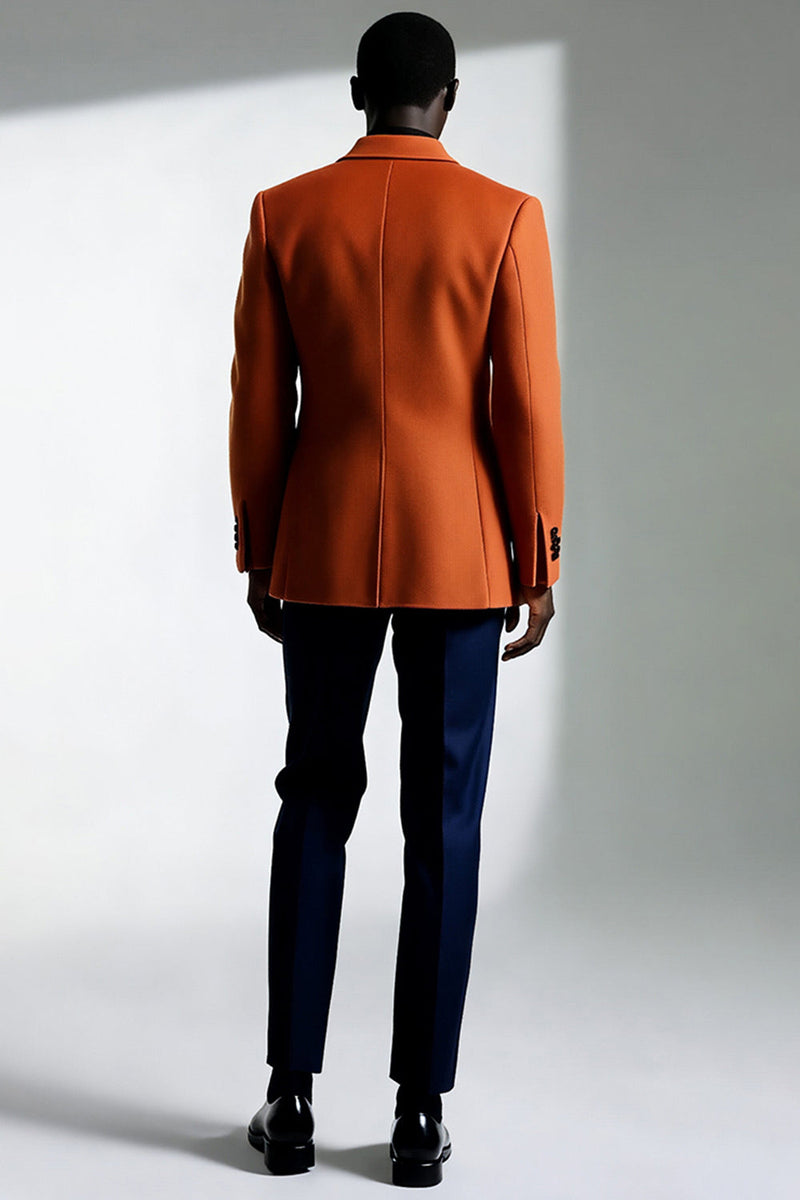 Laden Sie das Bild in den Galerie-Viewer, Dunkelorange Zweireihige Herrenanzüge mit Spitzrevers