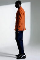 Laden Sie das Bild in den Galerie-Viewer, Dunkelorange Zweireihige Herrenanzüge mit Spitzrevers