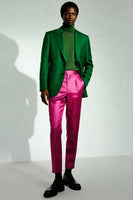 Laden Sie das Bild in den Galerie-Viewer, Dunkelgrüner Einreversfarbener Einreihiger Herrenblazer mit Spitzrevers