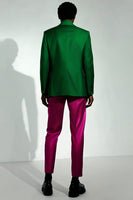 Laden Sie das Bild in den Galerie-Viewer, Dunkelgrüner Einreversfarbener Einreihiger Herrenblazer mit Spitzrevers