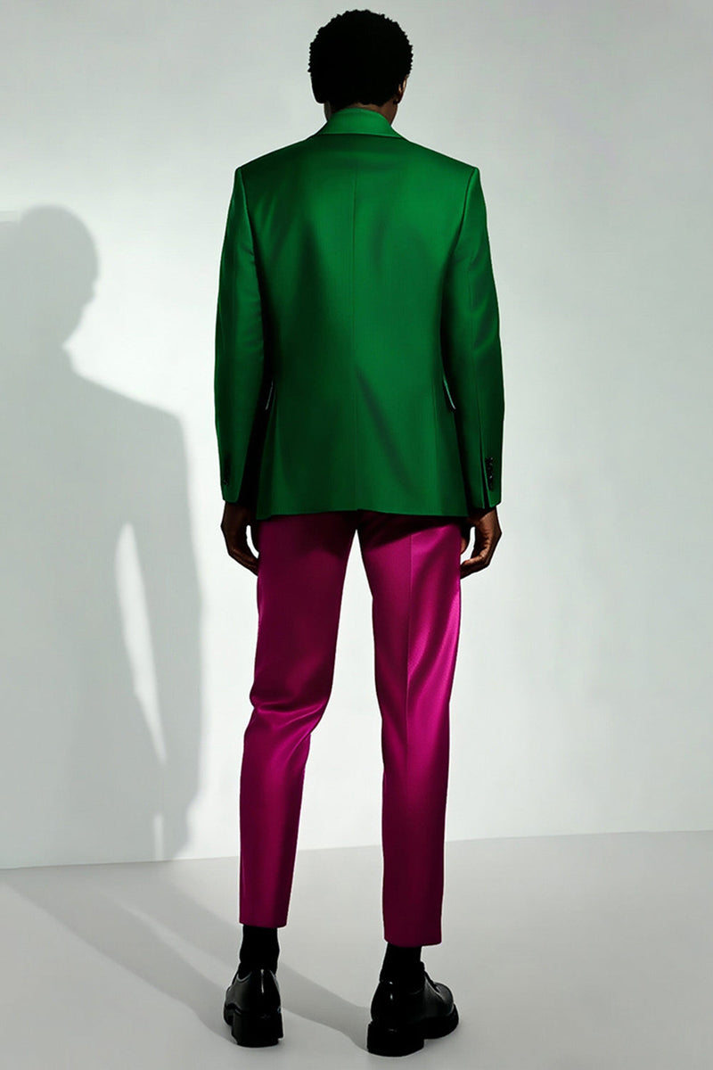 Laden Sie das Bild in den Galerie-Viewer, Dunkelgrüner Einreversfarbener Einreihiger Herrenblazer mit Spitzrevers