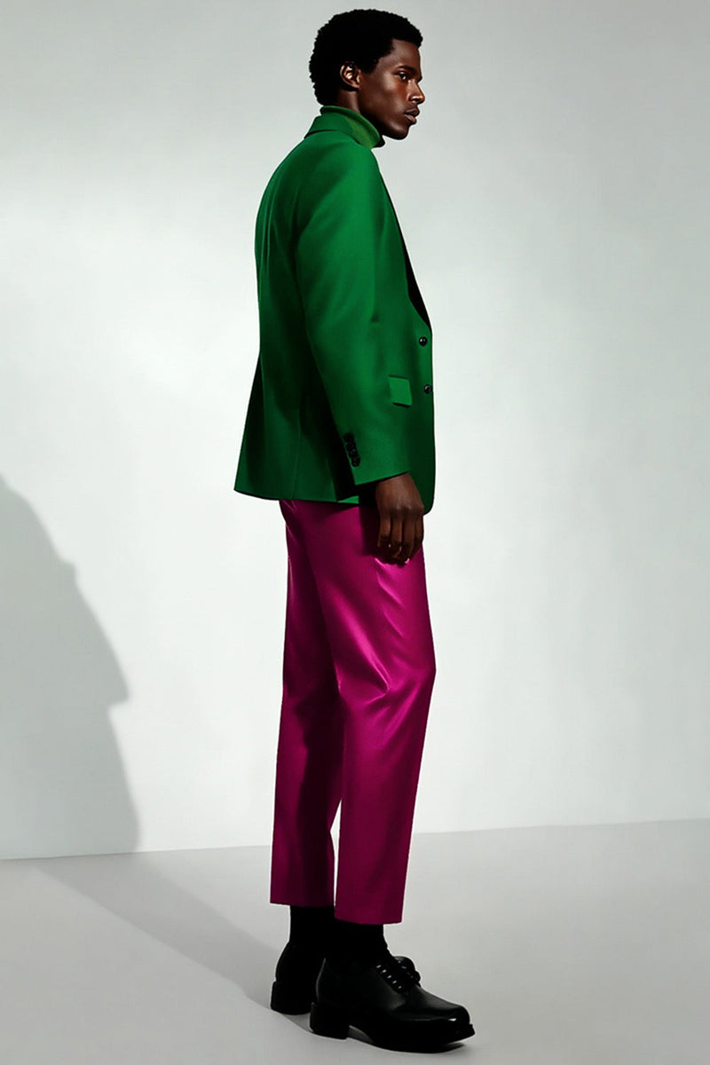 Laden Sie das Bild in den Galerie-Viewer, Dunkelgrüner Einreversfarbener Einreihiger Herrenblazer mit Spitzrevers