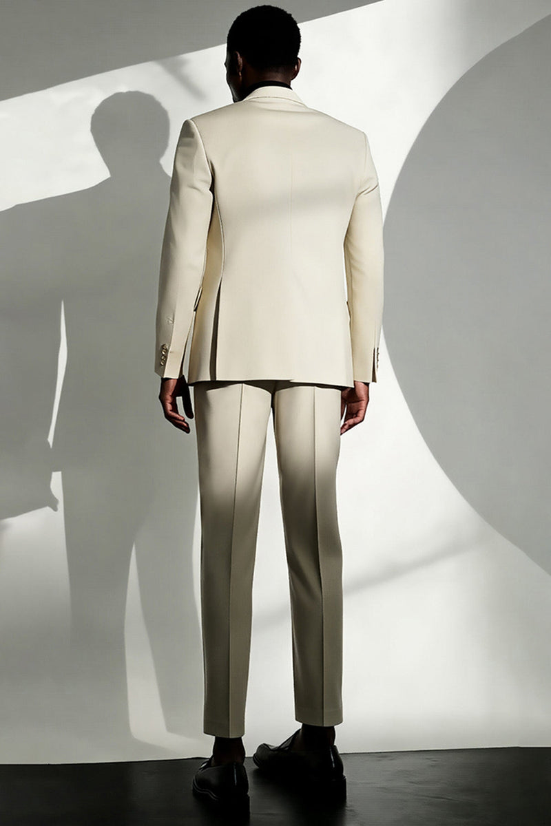 Laden Sie das Bild in den Galerie-Viewer, Elfenbeinfarbener Einreihiger Formeller Herrenblazer mit Spitzrevers