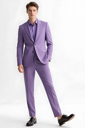 Lila Peak Revers Slim Fit 2-teilige Herrenanzüge