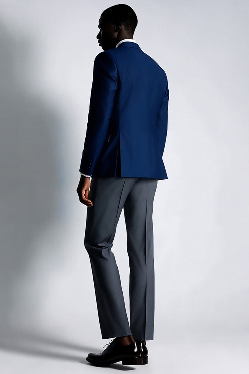 Laden Sie das Bild in den Galerie-Viewer, Marineblauer Zweireihiger Herrenblazer mit Spitzrevers