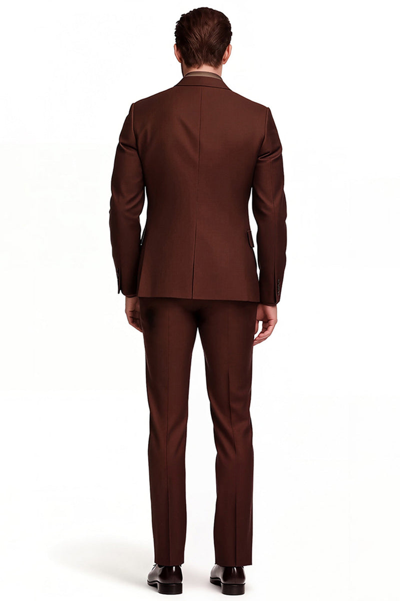 Laden Sie das Bild in den Galerie-Viewer, Dunkelbrauner Einreihiger Formeller Blazer mit gekerbtem Revers für Männer