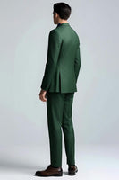 Laden Sie das Bild in den Galerie-Viewer, Dunkelgrün Peak Revers 2-teilige Slim-Fit Anzüge für den Abschlussball