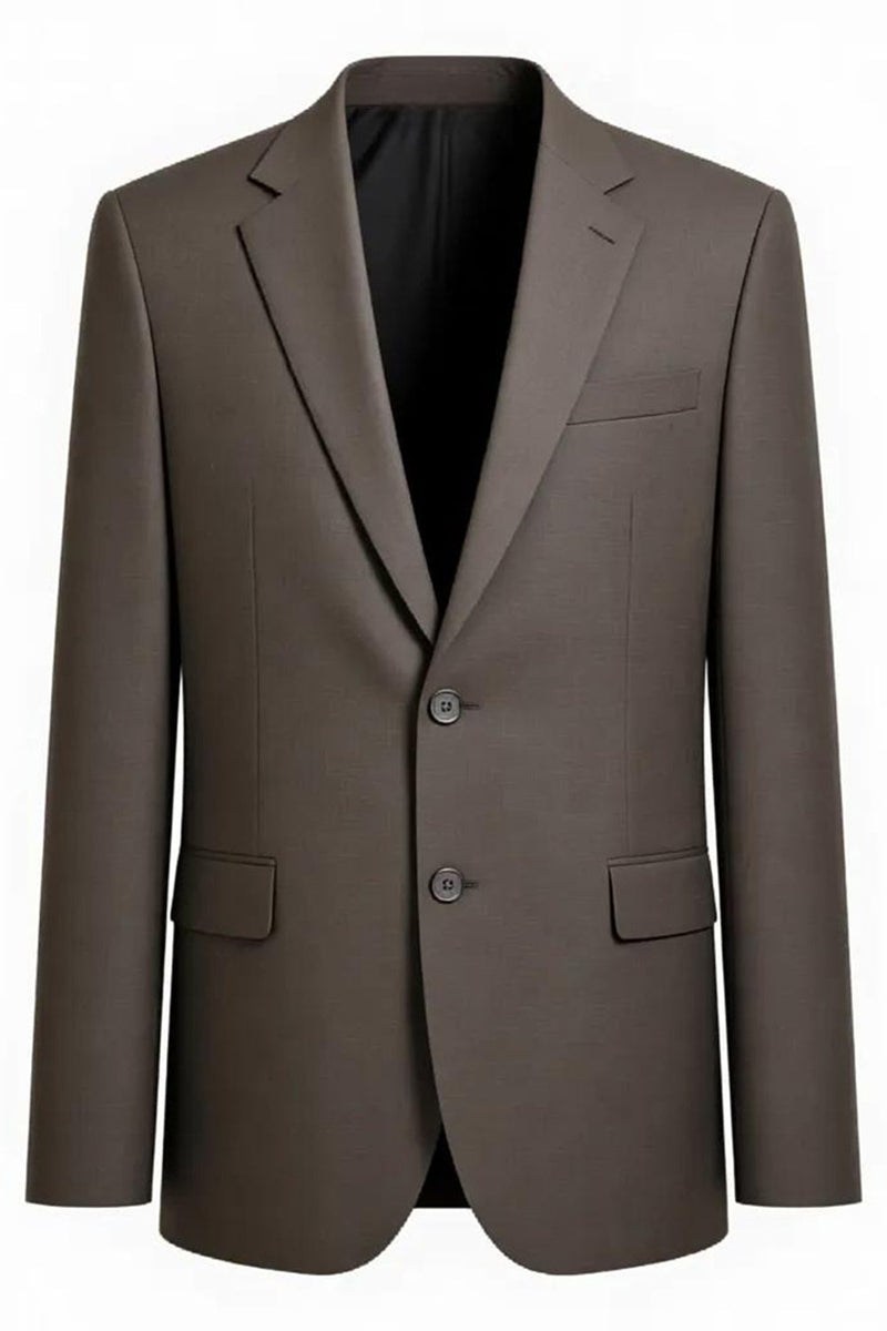 Laden Sie das Bild in den Galerie-Viewer, Grau Kaffee 2-teilige Formelle Herrenanzüge mit gekerbtem Revers