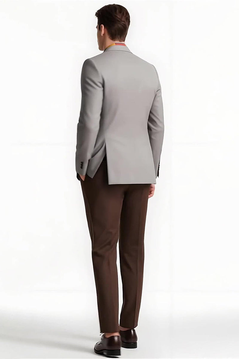 Laden Sie das Bild in den Galerie-Viewer, Grauer Peak Revers 2-teilige Einreihige Herren Ballanzüge