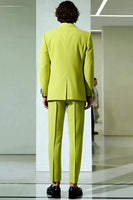 Laden Sie das Bild in den Galerie-Viewer, Gelber Peak Revers Zweireihiger Formeller Blazer für Männer